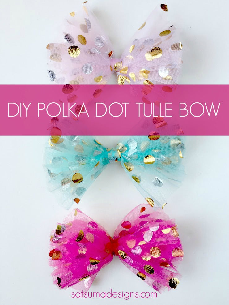 diy polka dot tulle hair bow pin