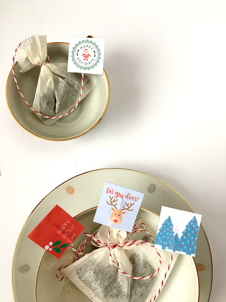 diy holiday tea bags with free printable tea tags