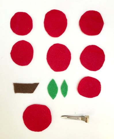 felt apple hair clip materials