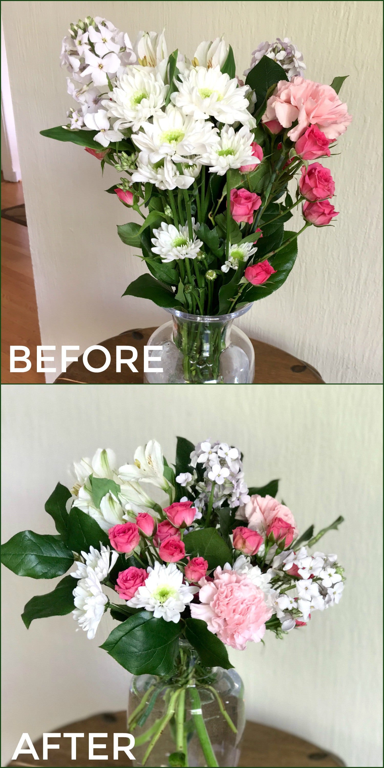 transform a grocery store bouquet into a floral shop arrangement