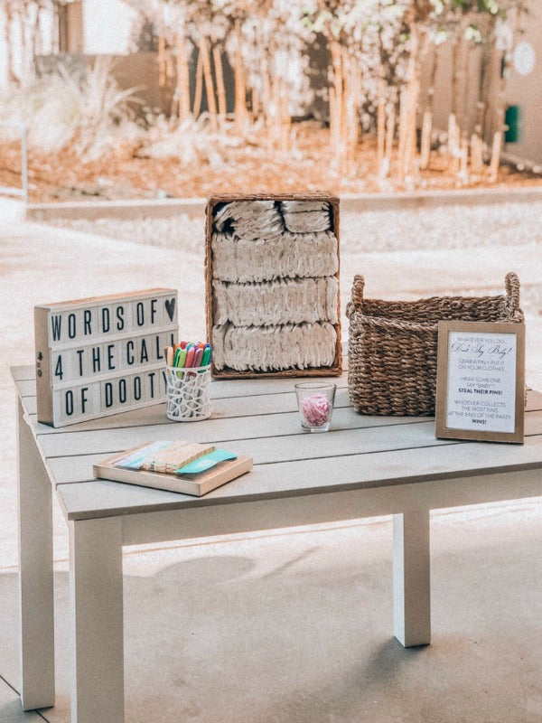 Check out my tips on how to host a fun virtual baby or wedding shower. If you can't gather, find ways to connect! #babyshower #weddingshower #hostess #entertain #springshowers #satsumadesigns #virtualparties