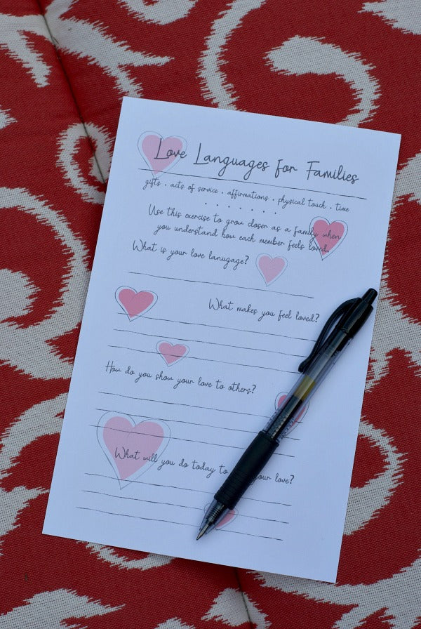 Love languages for families worksheet to learn what makes your family members feel most cherished. Super family gathering exercise that brings participants closer together when we all recognize what the others' need to feel loved. #lovelanguage #lovelanguages #fivelovelanguages #family #familycounseling #familytherapy #therapy #selfawareness #meditate #love