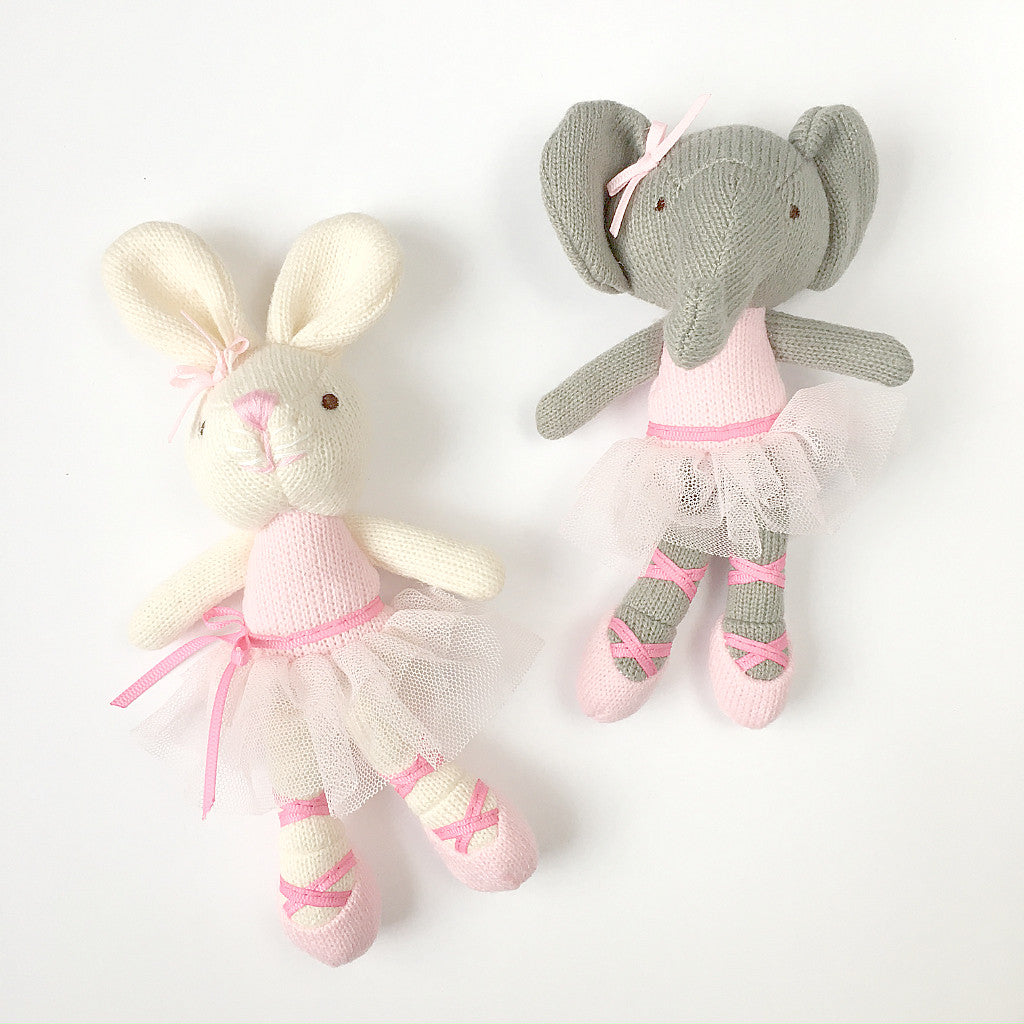 knit ballerina baby rattles