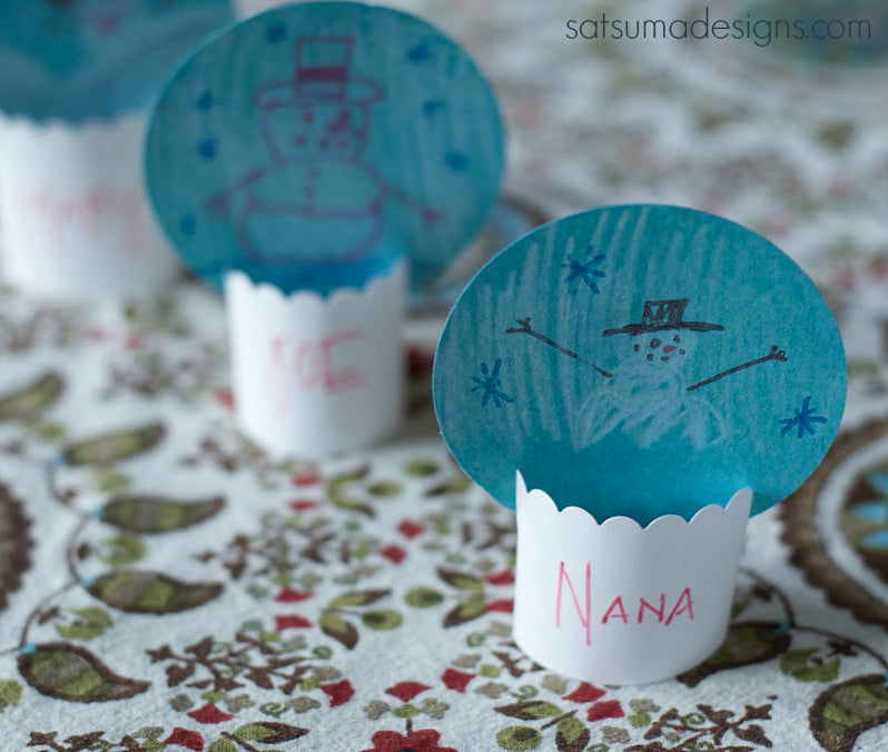 paper snow globe place cards