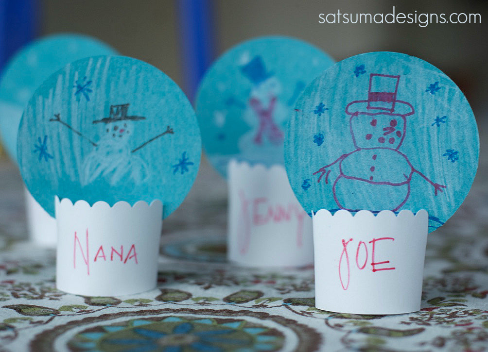 paper snow globe place cards