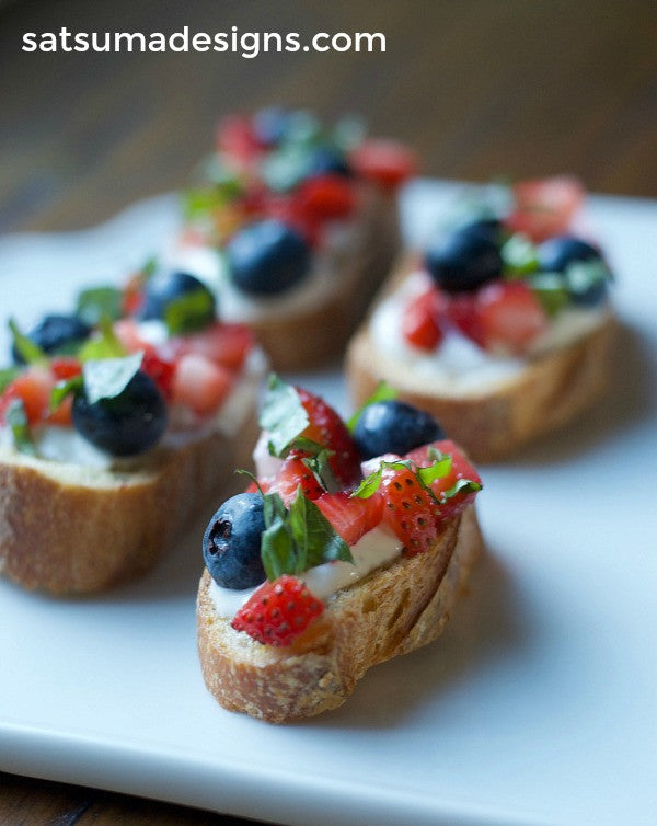 red white and blueberry bruschetta