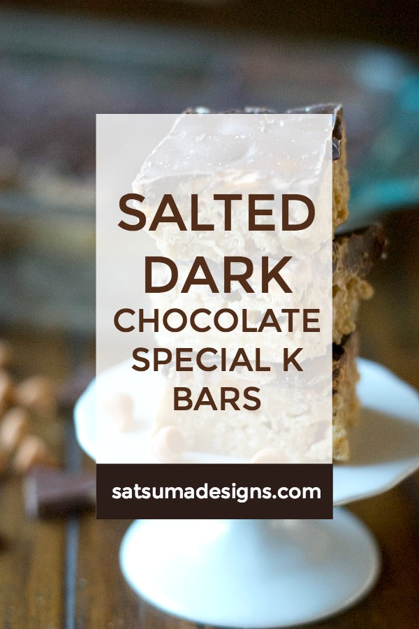 Click through to try my salted dark chocolate Special K bars recipe | Easy dessert recipes | SatsumaDesigns.com #dessert #specialK #chocolate