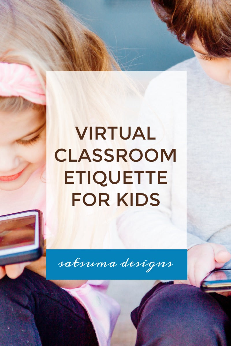 How to encourage virtual classroom etiquette for kids during #covid19. Virtual learning can be a challenge, but with some easy guidelines for kids it's easy to create a calm and considerate environment in the online classroom. #teachers #teachonline #homeschool #homeschooling #virtualclassroom