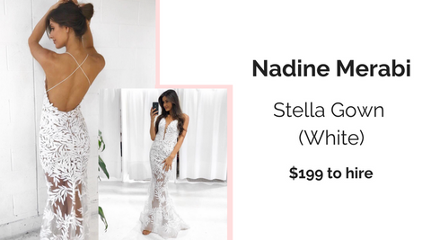 Designer Dresses Nadine Merabi Sequin Gown White Formal Dress Hire