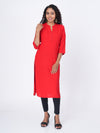 Anora Cotton Solid Pintuck Yoke Design Straight cut Kurti for Women