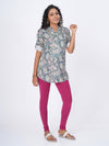 Anora Sage Green Lenzing Slik Floral Allover Print Tunics for Women