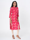 Anora Red Rayon Batik Paisley Allover Print Straight Cut Kurti