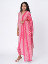 Anora Pink Cotton Paisley Allover Print Zari Work Afghani Straight Cut Kurti Set For Women
