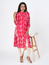 Anora Red Rayon Batik Paisley Allover Print Straight Cut Kurti