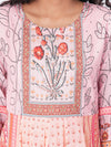 Anora Cotton Peach Botanical All over Print with Sequin design Fit and Flare Kurti for Women