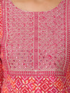 Anora Rayon Pink Bandhani Allover Print Embellish Sequins design Fit&Flare Kurti for Women