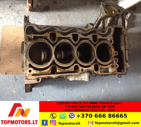 Cylinder Block For BMW - Petrol Engine 2 0 B20 N43 N43B20 AA OEM PART NUMBER 7552781 - B20