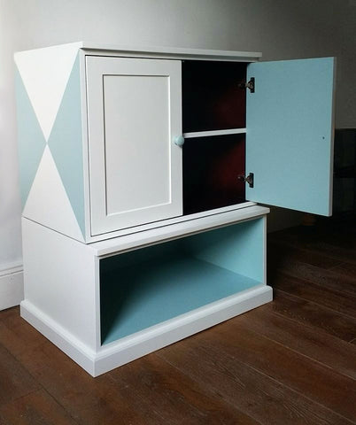 Custom Furniture Painting Geometric Cabinet After 3