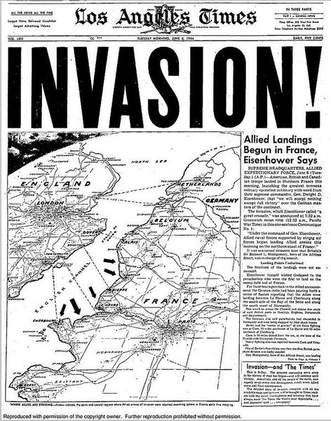 Los Angeles Times, June 6, 1944, D-Day Cover 