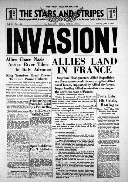 Stars & Stripes Newspaper, June 6, 1944, D-Day newspaper cover
