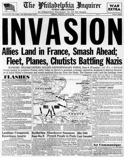 The Philadelphia Inquirer, June 6, 1944, D-Day Invasion Cover 