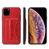 For iPhone 11 Pro Max Fierre Shann Full Coverage Protective Leather Case with Holder & Card ...(Red)