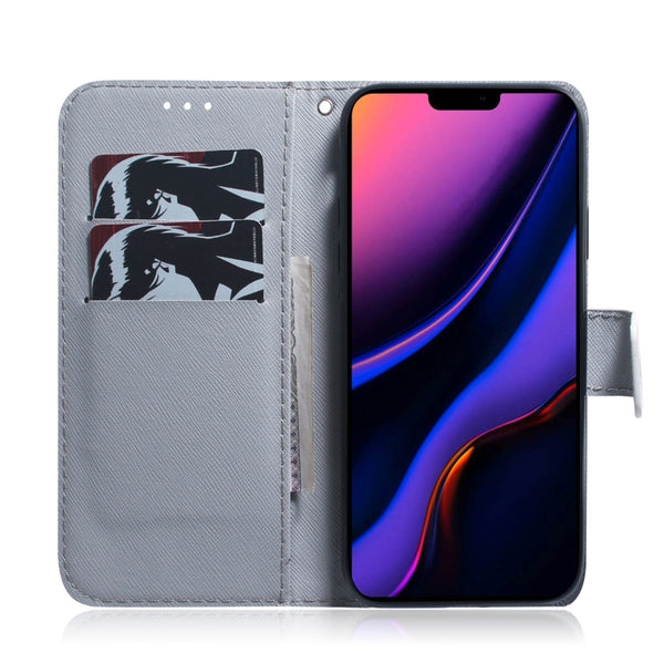 For iPhone 11 Pro 3D Colored Drawing Horizontal Flip Leather Case, with Holder & Card...(White Wolf)