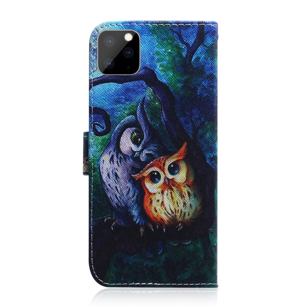 For iPhone 11 Pro 3D Colored Drawing Horizontal Flip Leather Case, with Holder ...(Oil Painting Owl)