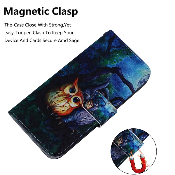 For iPhone 11 Pro 3D Colored Drawing Horizontal Flip Leather Case, with Holder ...(Oil Painting Owl)