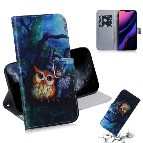For iPhone 11 Pro 3D Colored Drawing Horizontal Flip Leather Case, with Holder ...(Oil Painting Owl)