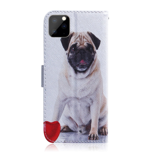 For iPhone 11 Pro 3D Colored Drawing Horizontal Flip Leather Case, with Holder & Card Slot &...(Pug)