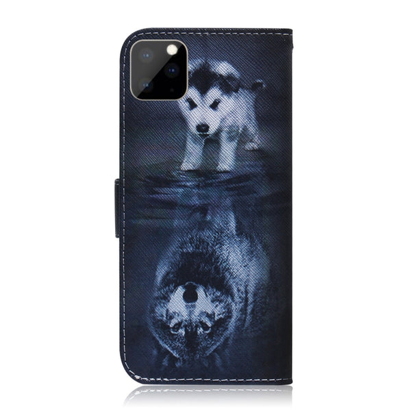 For iPhone 11 Pro 3D Colored Drawing Horizontal Flip Leather Case, with Holder & Ca...(Wolf and Dog)