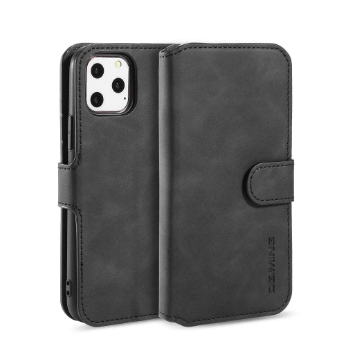 DG.MING Retro Oil Side Horizontal Flip Case with Holder & Card Slots & Wallet for iPhone 1...(Black)