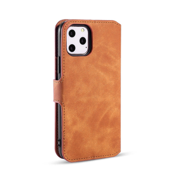 DG.MING Retro Oil Side Horizontal Flip Case with Holder & Card Slots & Wallet for iPhone 1...(Brown)