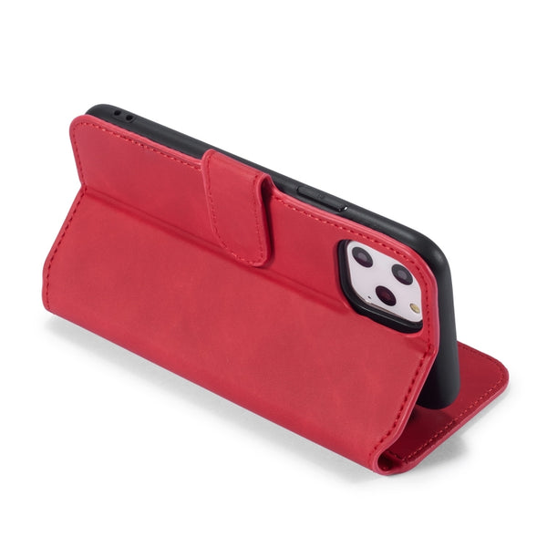 DG.MING Retro Oil Side Horizontal Flip Case with Holder & Card Slots & Wallet for iPhone 11 ...(Red)