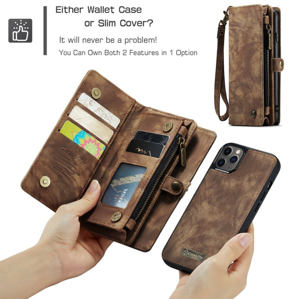 For iPhone 11 Pro Max CaseMe-008 Detachable Multifunctional Horizontal Flip Leather Case w...(Brown)