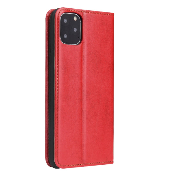 Fierre Shann PU Genuine Leather Texture Horizontal Flip Leather Case with Holder & Card Slot...(Red)