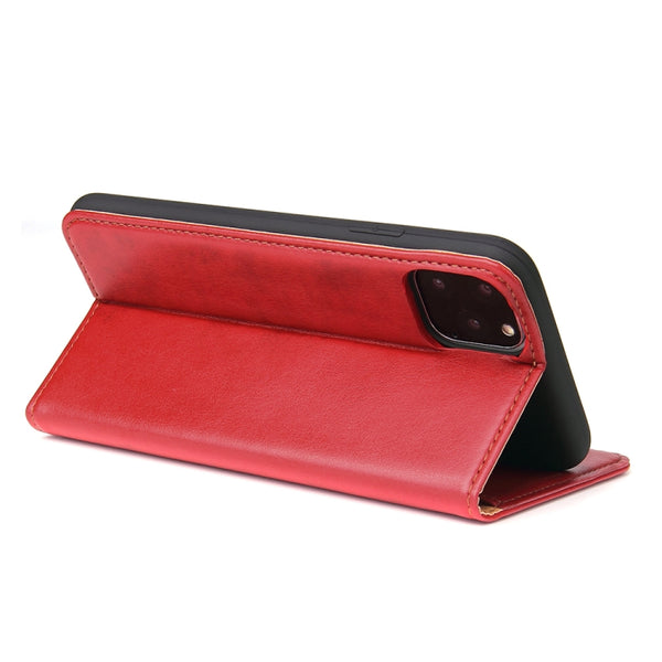 Fierre Shann PU Genuine Leather Texture Horizontal Flip Leather Case with Holder & Card Slot...(Red)