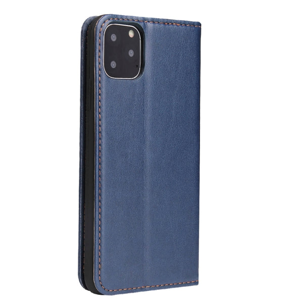 Fierre Shann PU Genuine Leather Texture Horizontal Flip Leather Case with Holder & Card Slo...(Blue)