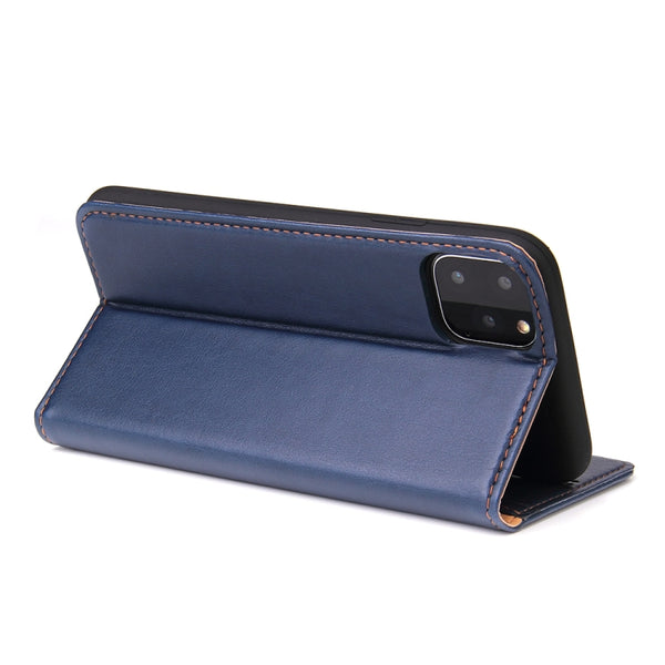 Fierre Shann PU Genuine Leather Texture Horizontal Flip Leather Case with Holder & Card Slo...(Blue)