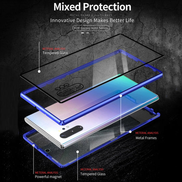 For Samsung Galaxy Note10 Magnetic Metal Frame Double-sided Tempered Glass Case(Black)