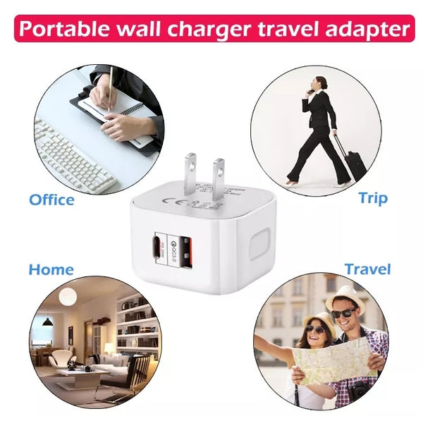 YSY-6087 20W PD QC 3.0 Dual Ports Travel Charger Power Adapter, UK Plug