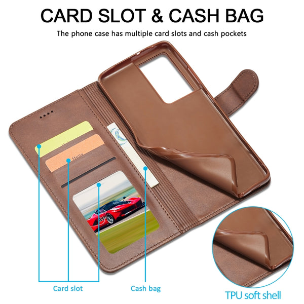 For Samsung Galaxy S21 Ultra 5G LC.IMEEKE Calf Texture Horizontal Flip Leather Case with H...(Brown)