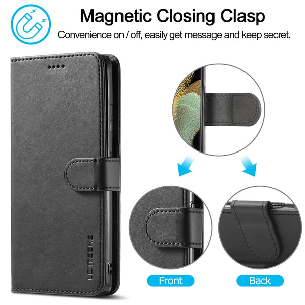 For Samsung Galaxy S21 Ultra 5G LC.IMEEKE Calf Texture Horizontal Flip Leather Case with H...(Black)