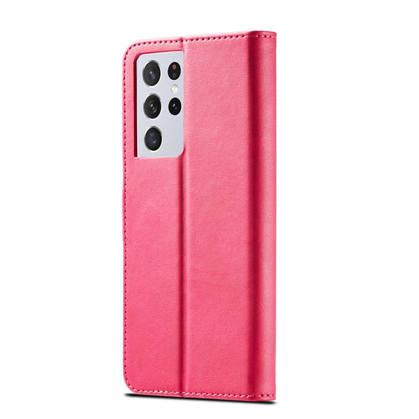 For Samsung Galaxy S21 Ultra 5G LC.IMEEKE Calf Texture Horizontal Flip Leather Case with Hol...(Red)