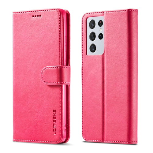 For Samsung Galaxy S21 Ultra 5G LC.IMEEKE Calf Texture Horizontal Flip Leather Case with Hol...(Red)