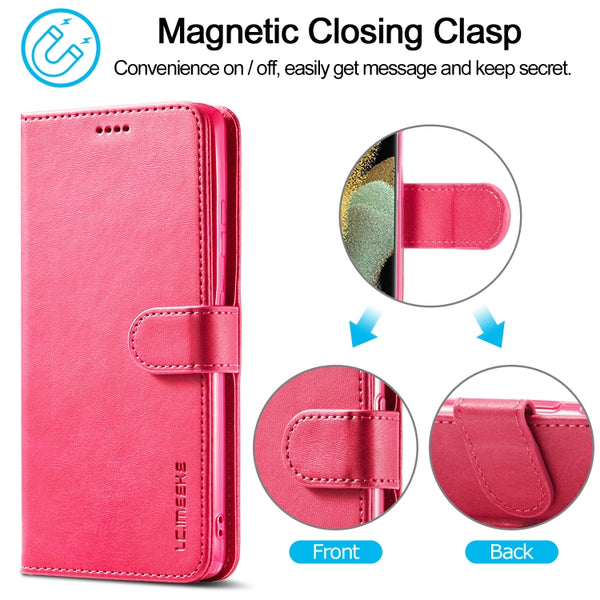 For Samsung Galaxy S21 Ultra 5G LC.IMEEKE Calf Texture Horizontal Flip Leather Case with Hol...(Red)