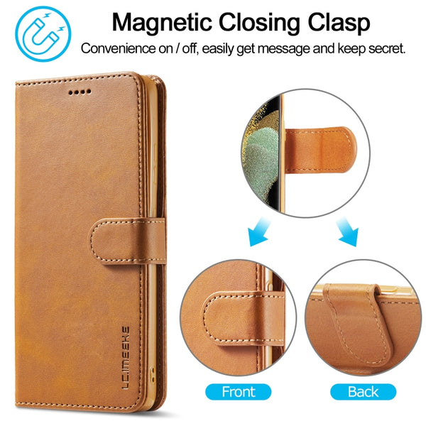For Samsung Galaxy S21 Ultra 5G LC.IMEEKE Calf Texture Horizontal Flip Leather Case with ...(Yellow)