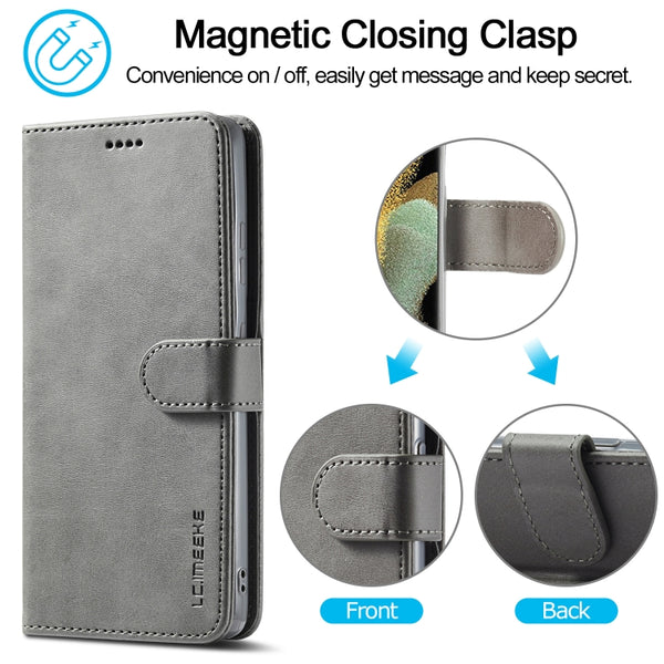 For Samsung Galaxy S21 Ultra 5G LC.IMEEKE Calf Texture Horizontal Flip Leather Case with Ho...(Grey)