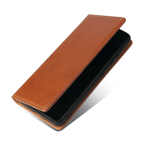 For Samsung Galaxy S21 Ultra 5G Fierre Shann PU Genuine Leather Texture Horizontal Flip Le...(Brown)